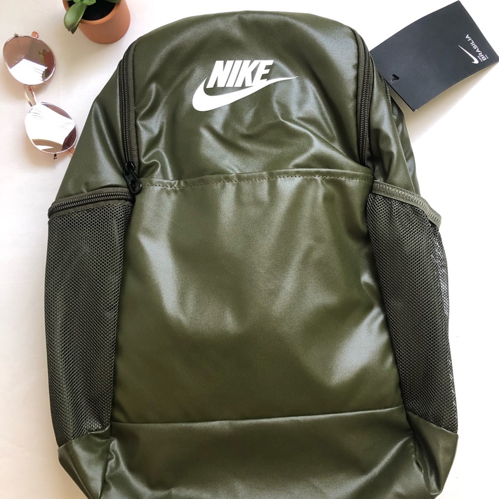 Nike Olive Green Backpack with White Logo